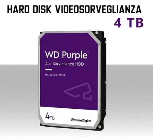 [MS0838] Hard Disk per videosorveglianza 4TB 3,5 pollici sata Western Digital Purple