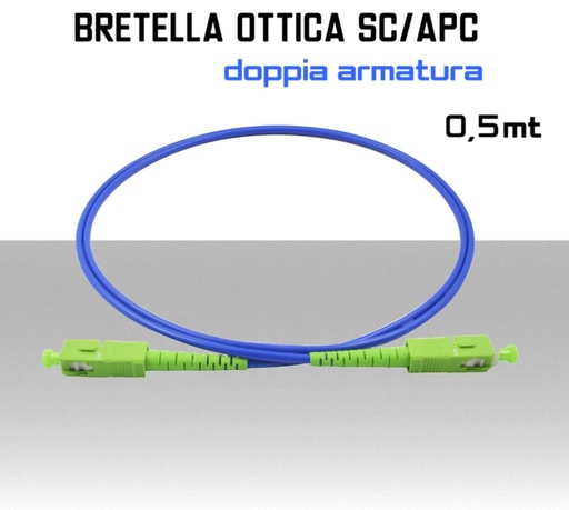 [MSBSCAM05] Bretella Fibra Ottica monomodale SC/APC doppia armatura 0,5 metri