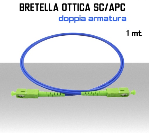 [MSBSCA001] Bretella Fibra Ottica monomodale SC/APC doppia armatura 1 metro