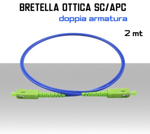 [MSBSCA002] Bretella Fibra Ottica monomodale SC/APC doppia armatura 2 metri