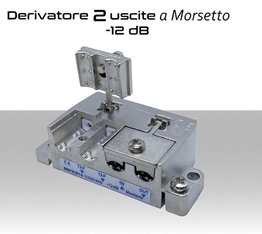 [MSDRPX212] Derivatore antenna 2 uscite a morsetto attenuazione -12dB per SAT/DTT 