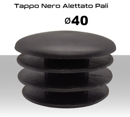 [MSTAP0040] Tappo Nero Alettato in Polietilene per Pali antenna Ø40