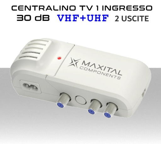 [MS3160] Centralino antenna TV da interno 1 ingresso / 2 uscite BIII-UHF 30dB Maxital TAMVU2-5G