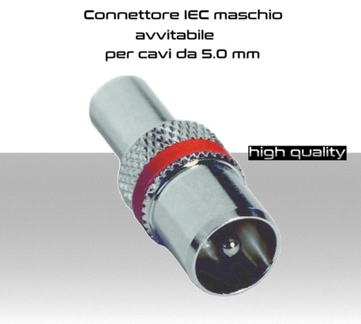 [MS0651] Connettore IEC maschio avvitabile per cavo antenna da 5.0mm   