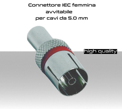 [MS0652] Connettore IEC femmina avvitabile per cavo antenna da  5.0mm  