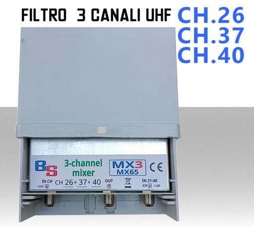 [MX3] Miscelatore Filtro passa elimina canali UHF CH 26-37-40 da palo MX3