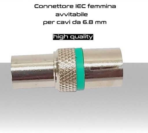 [MS0654] Connettore IEC femmina avvitabile per cavo antenna da 6.8mm 