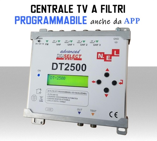 [SA3351] Centrale TV programmabile 5 ingressi FM/VHF/UHF Filtri digitali N.E.L. DT2500
