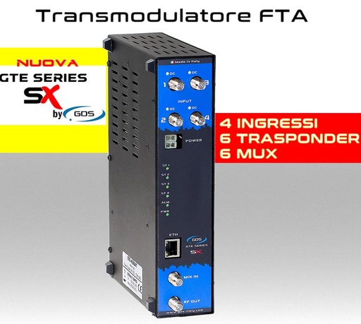 [SA6SX04T] Transmodulatore GDS serie GTE-SX a 6 trasponder SAT multistream canali FTA