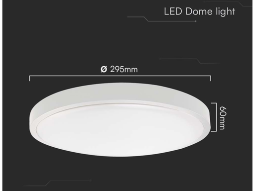 [SKU-76181] 24W LED Dome Light Round White Frame 3000K IP44 - LUMEN: 2500