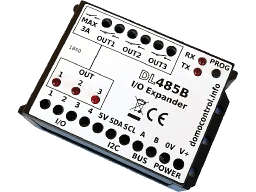 [DL485B] DL485B - Expander basato su DANBUS. 4 IO + I2C + 3 Uscite Rele - Completo di contenitore