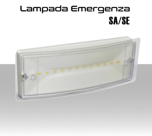 [MS2051] Lampada emergenza LED da 100 lumen configurabile SA/SE protezione IP42 con pittogrammi inclusi