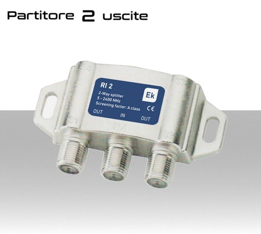 [MS1583] Partitore tv 2 uscite con connettore F stesso lato schermato in classe A divisore banda TV e Satellite di Ekselans by ITS