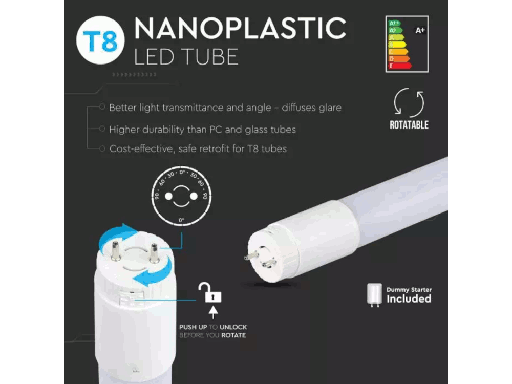 [SKU-6299] Tubo LED 60cm Luce calda 3000K T8 10W A++ G13  in Nanoplastica 1200 lumen