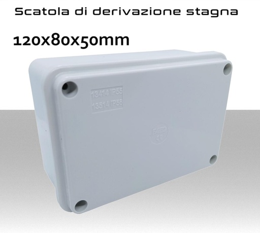 [SA53365] Scatola di derivazione stagna IP56 quadra con coperchio e viti 120x80x50mm
