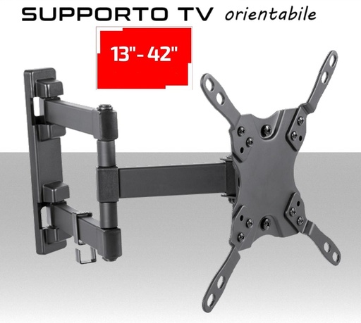 [MS2303] Supporto TV universale orientabile staffa 3 snodi per schermi da 13"a 42" pollici vesa compatibile