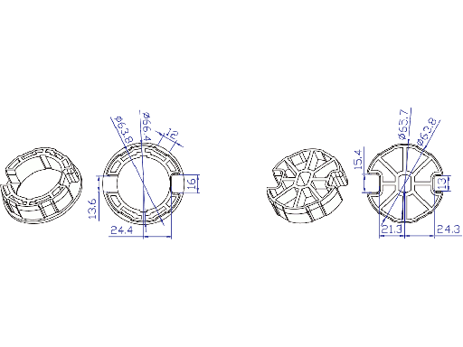 [DLMOTA2] Adattatore eccentrico per tubo da 70mm con ogiva