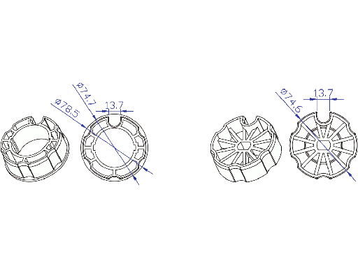 [DLMOTA1] Adattatore motore per tubo da 78mm con ogiva