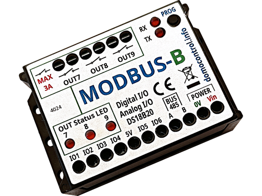 [MODBUS-B] Dispositivo con protocollo MODBUS con 6 IO + 3 uscite a relè