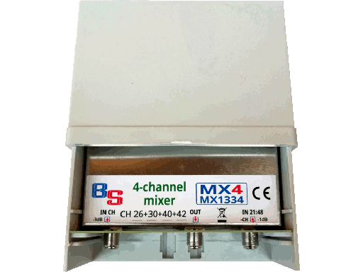 [MX4-CH] Miscelatore 2 ingressi con 4 passacanali CH1+CH2+CH3+CH4 - VHF+UHF -CH per la ricezione dei canali RAI